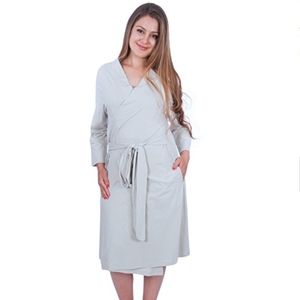 HUGE MOVING SALE!!! My Bella Mama Maternity Bathrobe in Light Grey NWT
